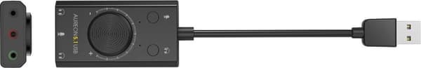 TERRATEC Aureon 5.1 USB - Kompakti 5.1 USB-äänikortti MAC & PC - 2 x kuulokkeet ja 1 x mikrofoni - mykistys ja äänenvoimakkuuden säätö - musta