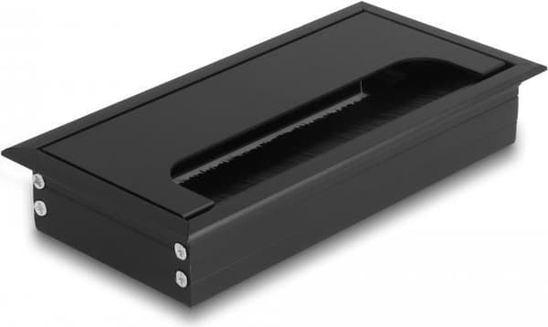 Delock Kabelgennemføring til skrivebordsinstallation med børste 160 x 80 x 28 mm sort (66856)