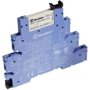 Finder koblingsmodul, serie 38 (6,2 mm bred) 38.51.0.012.0060 1 skiftekontakt 6 A 1 stk (38.51.0.012.0060)