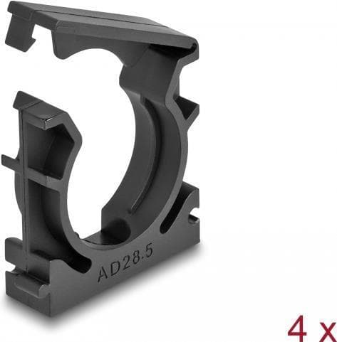 Delock - Kabelholder - med låseclips, 28,5 mm - sort (pakke med 4) (60487)