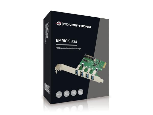 Conceptronic Emrick U34 - USB-adapter - PCIe lågprofil - USB 3.0 x 4 Grön
