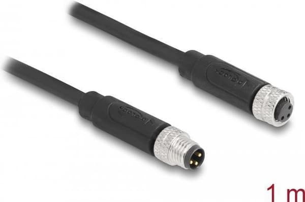 Delock M8 3-benet kabel A-kodet stik til fatning PUR (TPU) 1 m (80138)