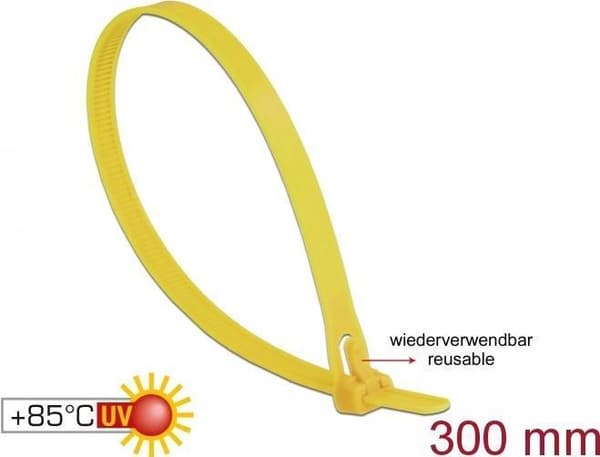 DeLOCK - buntband - 30cm - gul (pack om 100) (18761)