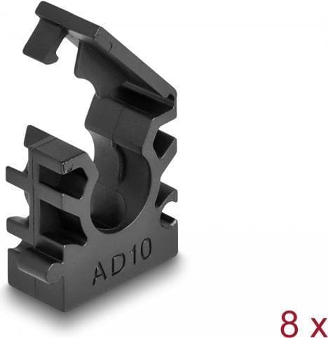 Delock - Kabelholder - med låseclips, 10 mm - sort (pakke med 8) (60481)