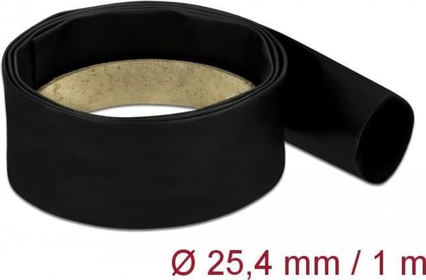 Delock lämpökutisteputki 1 m x 25,4 mm kutistussuhde 4:1 musta (20663)