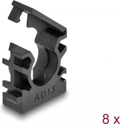 Delock - Kabelholder - med låseclips, 13 mm - sort (pakke med 8) (60482)