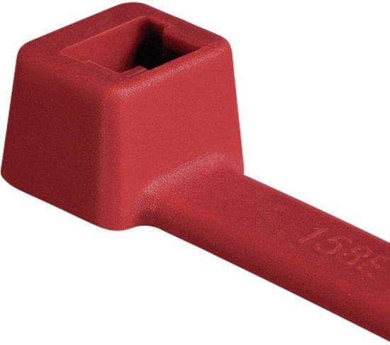 Hellerman Tyton T50R. Materiale: Polyamid, Produktets farve: Rød, Maksimal bundtdiameter: 5 cm. Længde: 20cm Bredde: 4,6mm Tykkelse: 1,2mm Antal pr. p