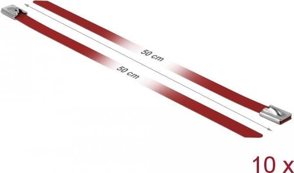 DeLOCK - Buntband - 50 cm - Röd (förpackning med 10) (18784)