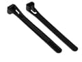 Miniatyrbillede 1 af 2: Genanvendelige kabelbindere 200 mm x 7,4 mm Sort UV-bestandig -40°C til +85°C Pakke med 100 stk (KAB-R20S74)