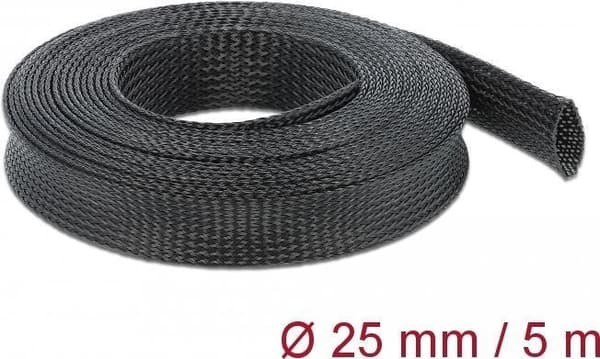 DeLOCK flettet ærme - udvideligt flettet ærme - 5,0 m - Sort (18851)