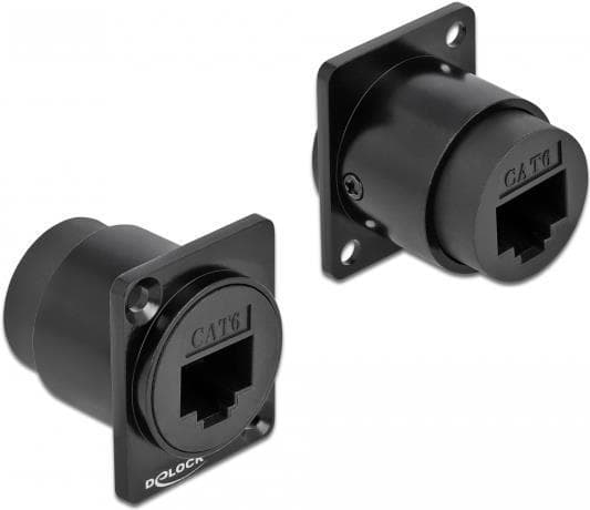 DeLOCK D-Type Modul RJ45 Cat.6 jack til jack - Modulær frontplade Snap-In - Panelmonterbar - RJ-45 - Sort