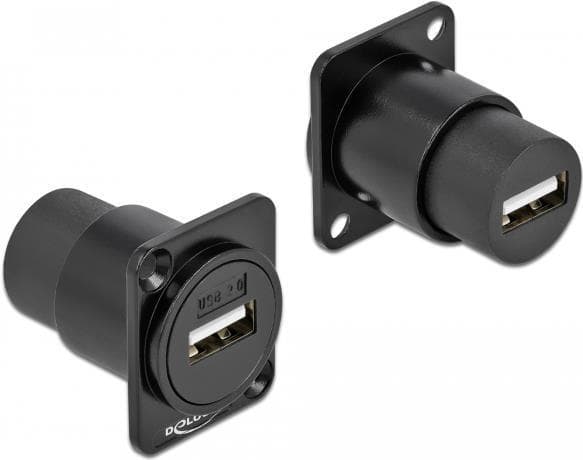 DeLOCK D-Type -moduuli USB 2.0 Type-A naaras-naaras - Modulaarinen etulevyn Snap-In - Paneeliasennettava - USB 2.0 Type A - Musta
