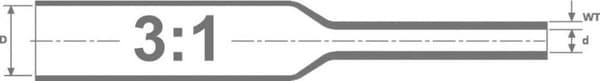 HellermannTyton 319-01200 Krympeslange uden lim Sort 12 mm 4 mm Krympeforhold:3:1 1 m