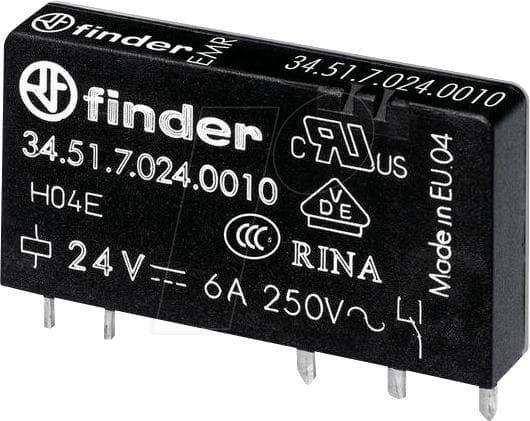 FINDER SpA 34.51.7.024.5010 PCB-relä 24 V/DC 6 A 1 växlingskontakt 1 st (34.51.7.024.5010)