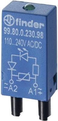 Finder-stikmodul med EMC-dæmpningskreds, med friløbsdiode, med LED 99.80.9.024.90 Lysfarve: rød 1 stk. (99.80.9.024.90)