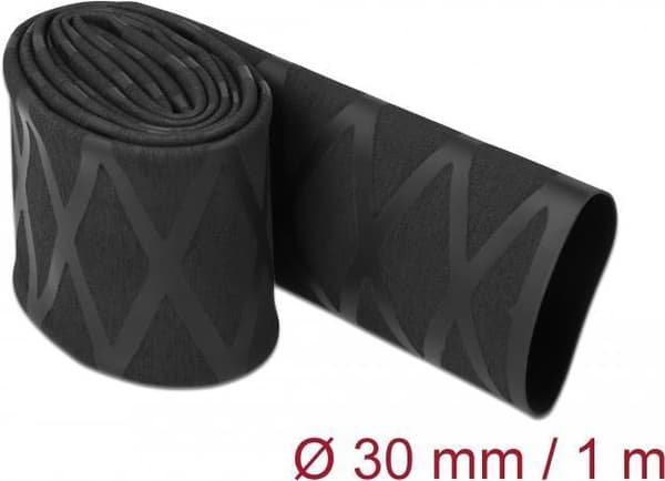 Delock krympslang X-mönster halkfri 1 mx 30 mm svart (19596)