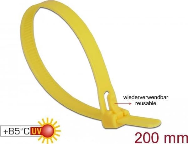 DeLOCK - kabelbinder - 20 cm - gul (pakke med 100) (18759)