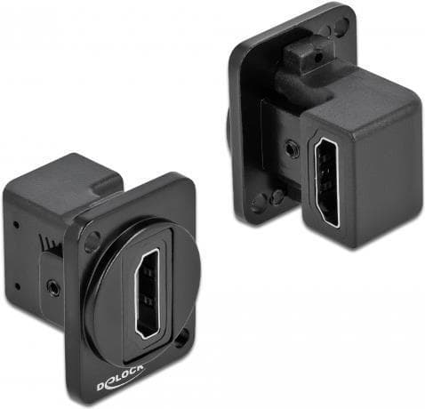 DeLOCK D-Type Modul HDMI-A 90° vinklad hona till hona - Modulär frontplatta Snap-In - Panelmonterbar - HDMI - Svart Svart