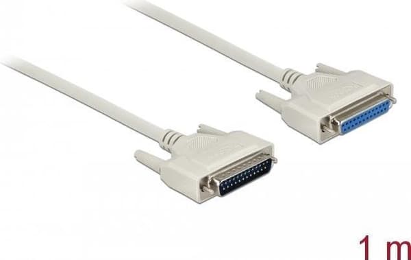 Delock - Seriel forlængerkabel - DB-25 (M) til DB-25 (W) - 1,0 m - fingerskruer - beige (83205)