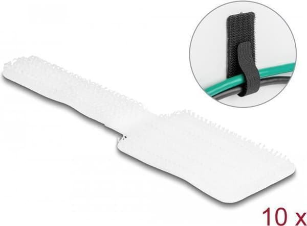 Delock Mini Velcro kabelholder L 90 mm x B 24 mm selvklæbende 10 stk hvid (19587)