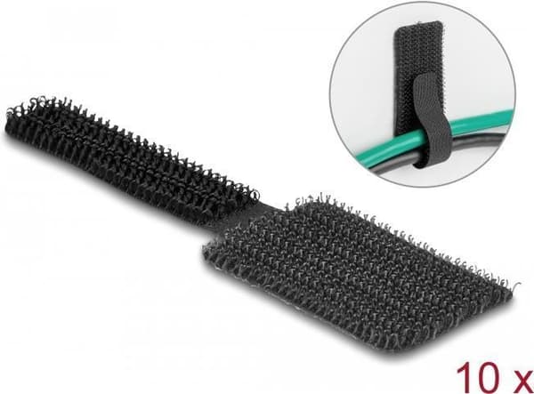 Delock Mini Velcro kabelholder L 90 mm x B 24 mm selvklæbende 10 stk sort (19582)