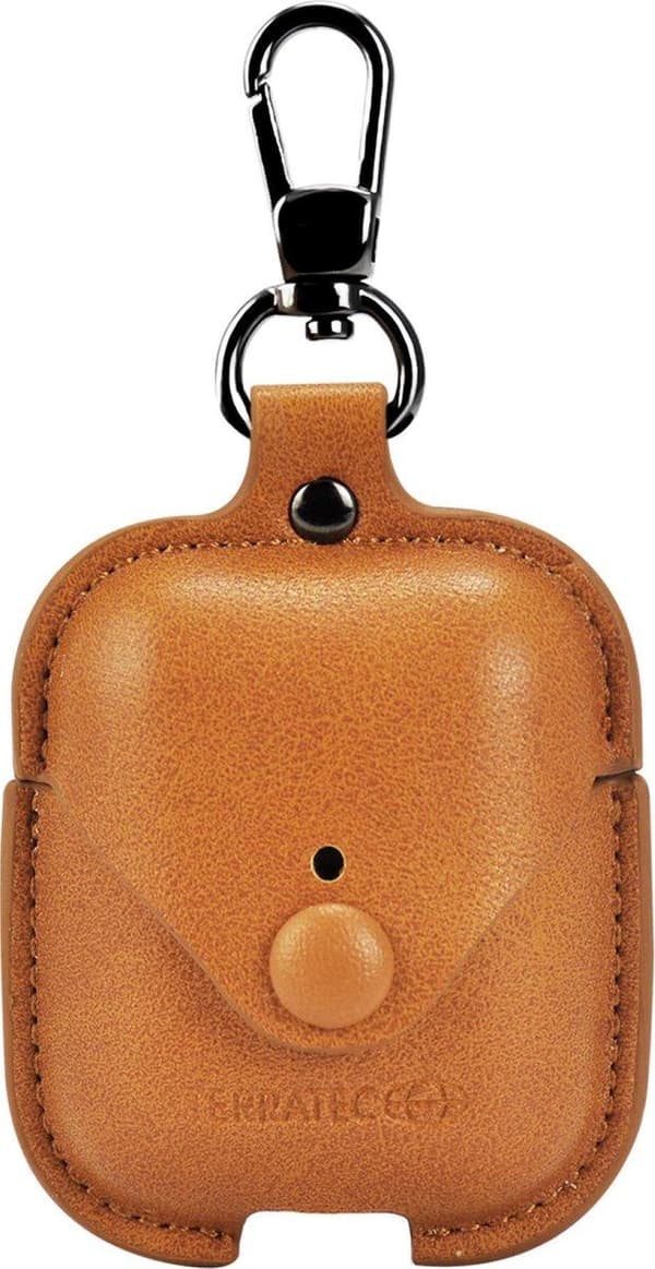 TERRATEC AirBox skyddsfodral för AirPods Formfast PU Läder ljusbrunt