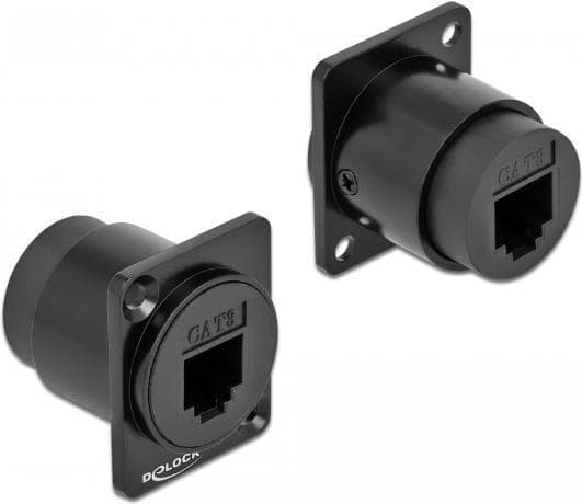 DeLOCK D-Type Modul RJ11 Cat.3 jack til jack - Modulær frontplade Snap-In - Panelmonterbar - RJ-11 - Sort