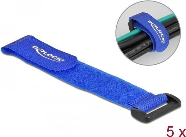 Delock - Velcro RCA kabelbindere - 19 cm - blå (pakke med 5) (19533)