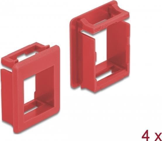 DeLOCK - Moduldæksel snap-in holder - kasse monteres - rød (pakke med 4) (86762)