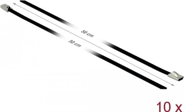 DeLOCK - Buntband - 50 cm - Svart (pack med 10) (18812)