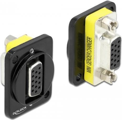 DeLOCK D-Type Module VGA 15-stift hona till hona - Modulär frontplatta Snap-In - Panelmonterbar - VGA - Svart