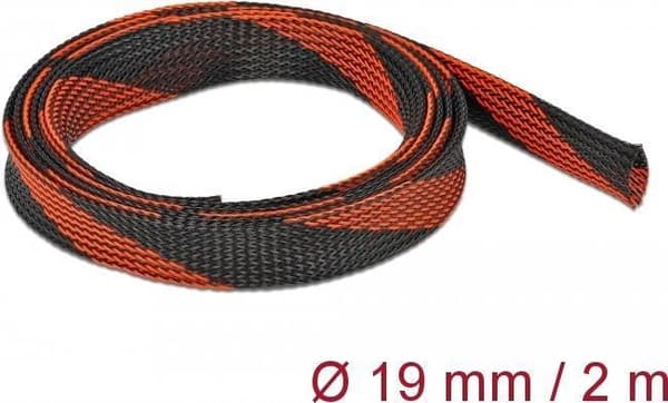 Delock - flettet slange - 2,0m - sort, rød (20743)