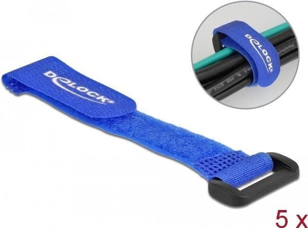 Delock - Velcro RCA kabelbindere - 15 cm - blå (pakke med 5) (19527)
