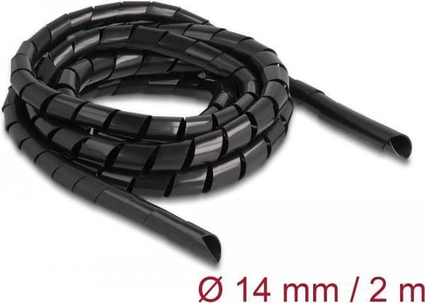Delock spiralslange fleksibel 2 mx 14 mm sort (19022)