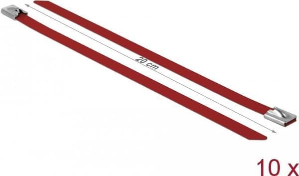 DeLOCK - Kabelbinder - 20 cm - Rød (pakke med 10) (18781)