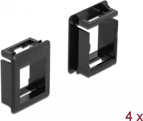 DeLOCK - Moduldæksel snap-in holder - kuffert monteres - sort (pakke med 4) (86761)