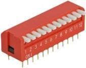 DeLOCK DIP flip switch piano 12-cifret 2,54 mm tonehøjde THT lodret - DIP switche - Rød (pakke med 2) (66408)
