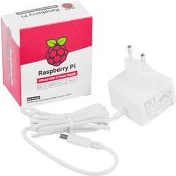 Raspberry Pi 4 / 400 strømforsyning - EU-stik - USB-C - 5.1V - 3A - hvid