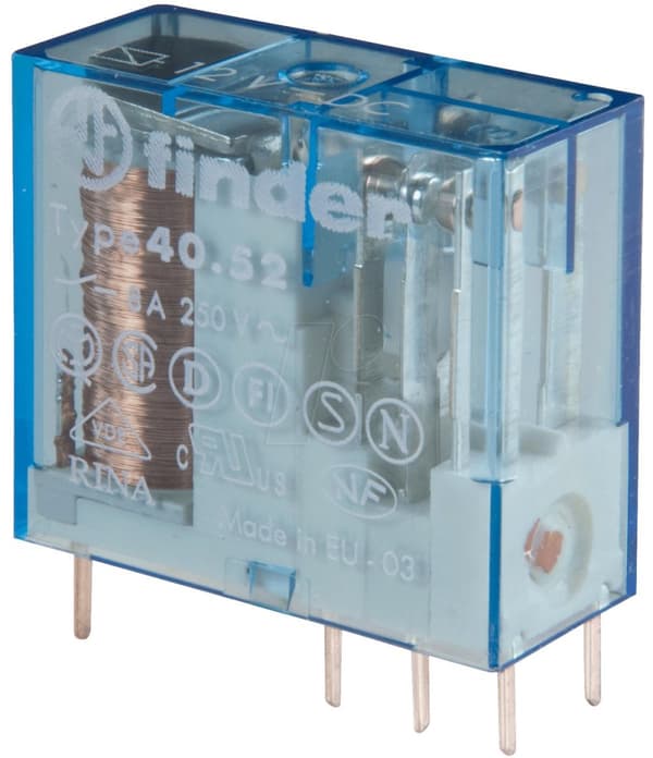 Finder-pistoke/piirilevyrele 24 V DC, 2 W, 8 A, 1 kpl, 40.52.9.024.0000