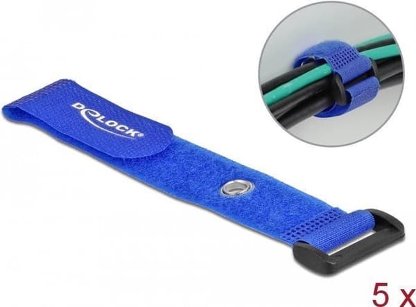 Delock - Velcro RCA kabelbindere - 19 cm - blå (pakke med 5) (19546)