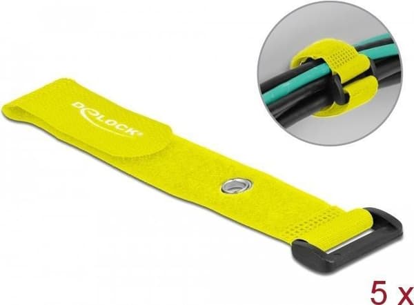 Delock - Velcro RCA kabelbinder - 19 cm - gul (pakke med 5) (19547)