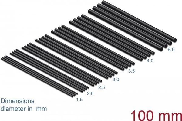 DeLOCK Krympeslangesæt - Krympeslangesæt - 10 cm - Sort
