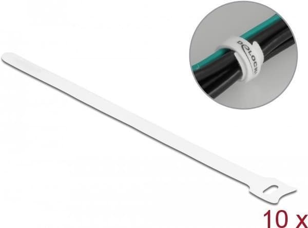 Delock - kabelbinder - 25 cm - hvid (pakke med 10) (19523)
