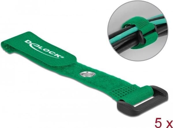 Delock - Velcro RCA kabelbinder - 15 cm - grøn (pakke med 5) (19541)