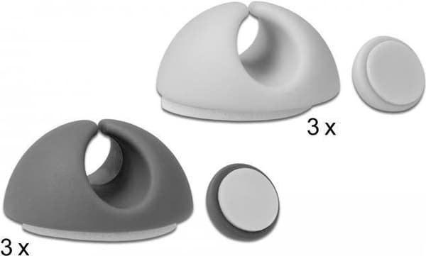 DeLOCK - Kabelholder - grå, hvid (pakke med 6)