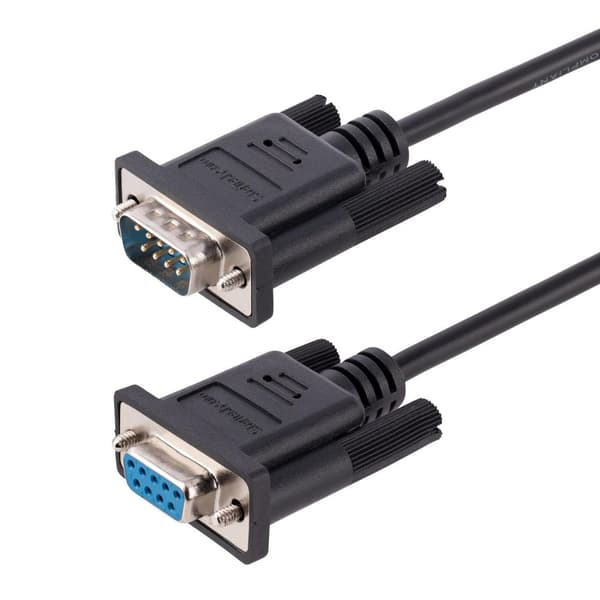 StarTech.com 3m RS232 seriell nollmodemkabel, seriell korsad kabel med Al-Mylar-skärmning, DB9 seriell COM-portkabel hona till hane, kompatibel med DT