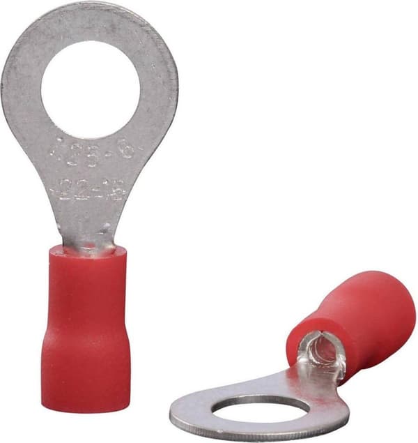 Quadrios 22C443 Ringterminal Tværsnit (maks.): 1,5 mm² Huldiameter: 6,5 mm Delvis isoleret Rød 1 Sæt