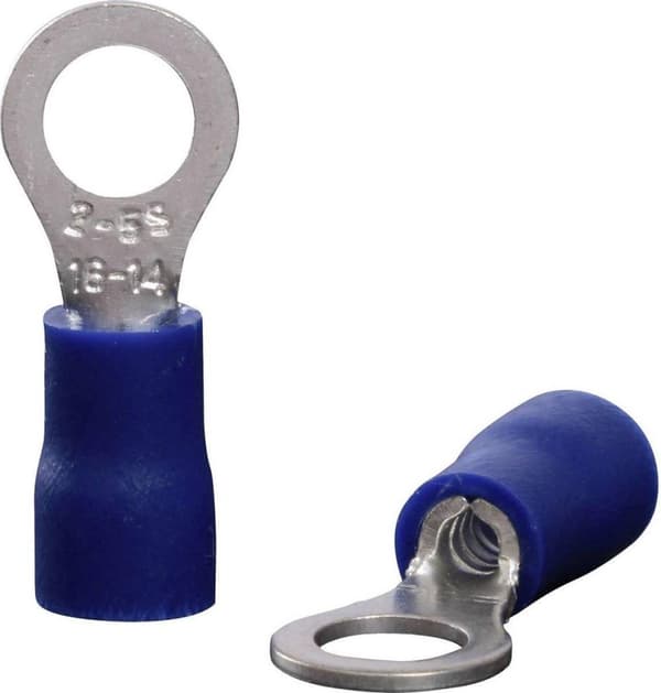 Quadrios 22C447 Ringterminal Tværsnit (maks.): 2,5 mm² Huldiameter: 5,3 mm Delvis isoleret Blå 1 sæt(er)