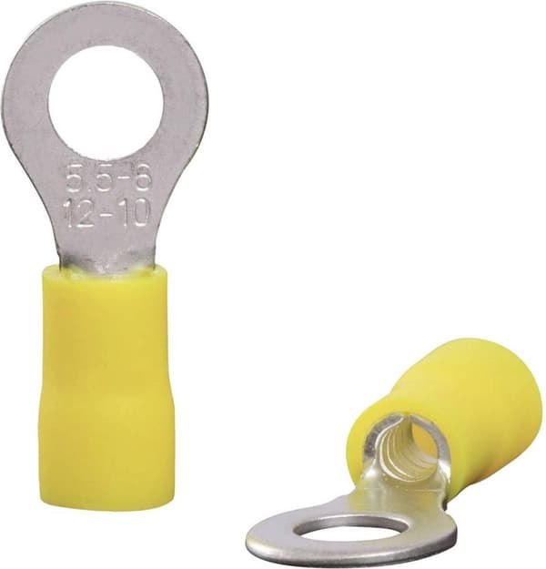 Quadrios 22C458 Ringterminal Tværsnit (maks.): 6,0 mm² Huldiameter: 6,5 mm Delvis isoleret Gul 1 sæt(er)