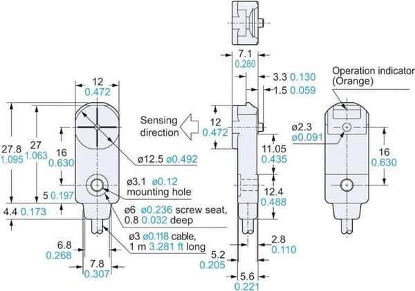 Panasonic induktiv nærhedsafbryder 12 x 7,1 mm PNP GX-F12A-P